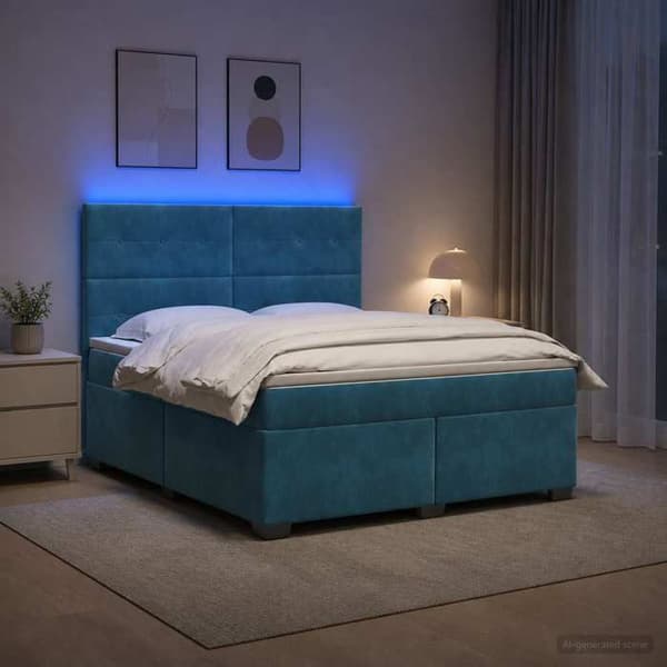 Maison Exclusive - Boxspring säng med madrass Blå 160 x 200 cm Sammet Blå