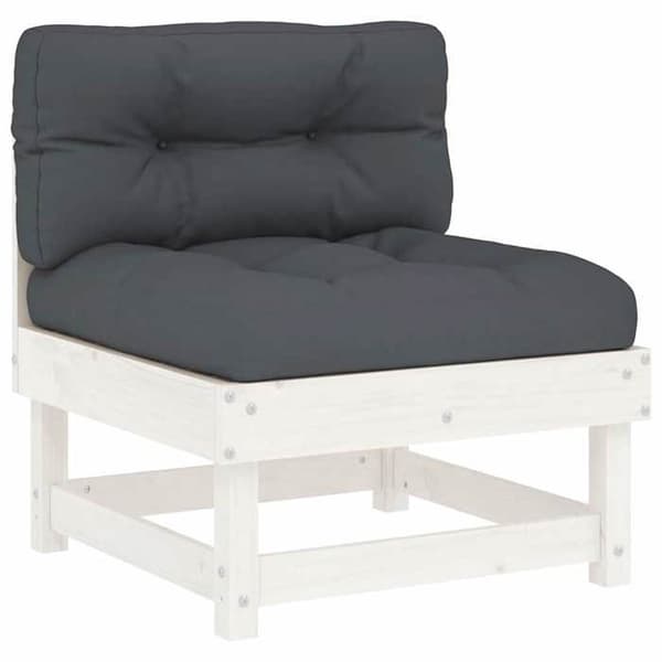 Maison Exclusive - Centrala soffor med kuddar 2 st vit massiv furu