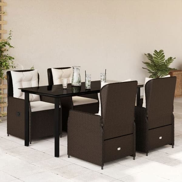 Maison Exclusive - 5-delt havemøbel sæt med brune poly rattan puder brun