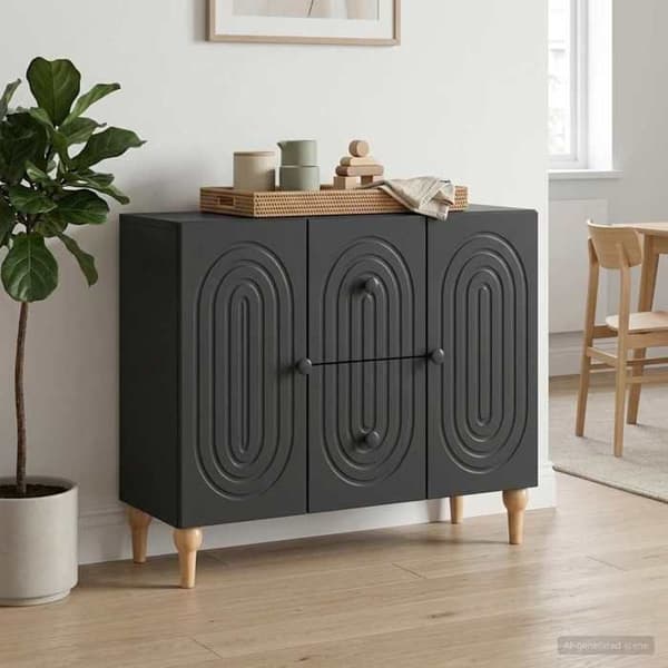 Maison Exclusive - TV-møbel med skuffe Sort 89 x 34,5 x 60 cm Ingeniørtræ