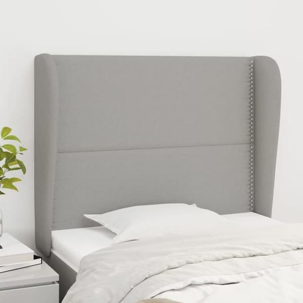 Maison Exclusive - Päätylevy korvilla Vaaleanharmaa 103x23x118/128 cm Kangas Ljusgrått