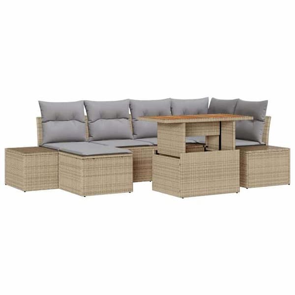 Maison Exclusive - 7-delt havemøbel sæt i beige poly rattan