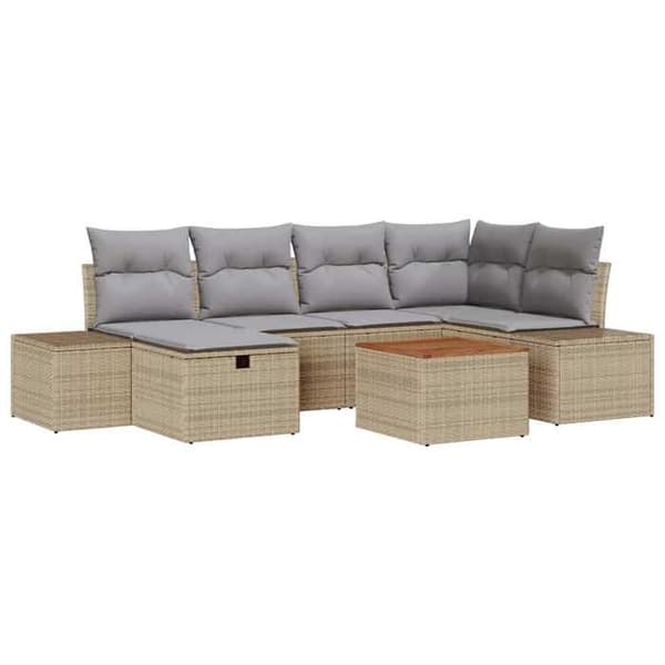 Maison Exclusive - 7 pc havegruppesæt i beige polyrotin
