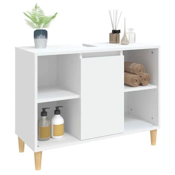 Maison Exclusive - Vit diskbänksmöbel 80x33x60 cm ingenjörsträ