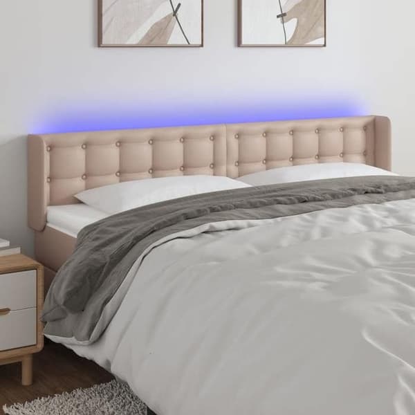 Maison Exclusive - LED Hovedgærde Cappuccino 203x16x78/88 cm Simil læder