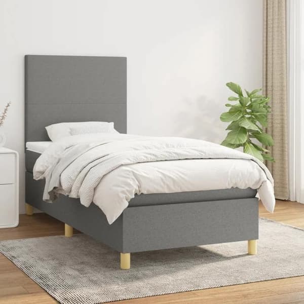 Maison Exclusive - Sänkyperä ja tummanharmaa patja 90x190 cm Kangas