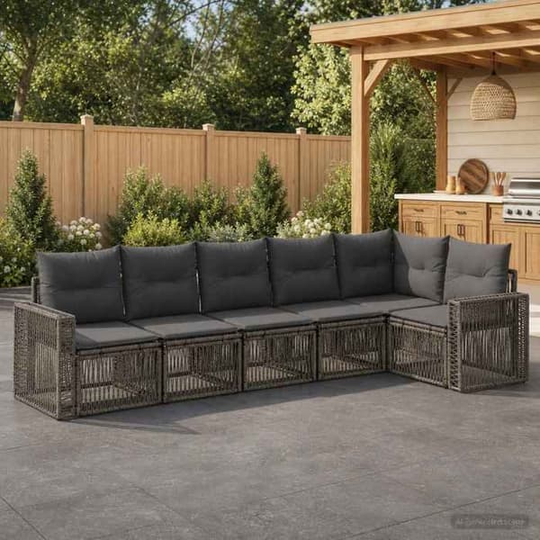 Maison Exclusive - 6-delt have-sofa sæt i grå og mørkegrå polyrotin