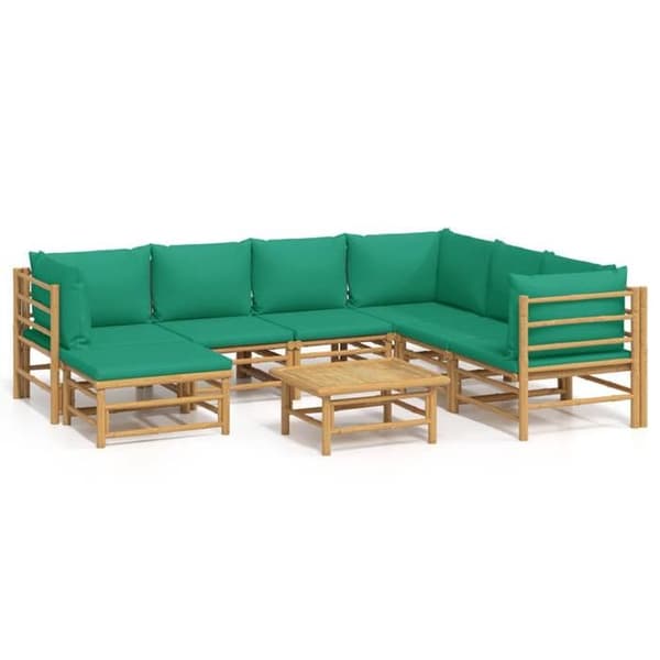 Havemøbler 8 stk - MAISON EXCLUSIVE - 8 dele - Bæredygtig bambus - Bløde grønne puder - Modulerbar Bambu grön