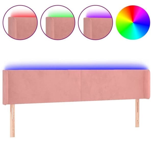 Maison Exclusive - LED-päätyruutu Vaaleanpunainen 183x16x78/88 cm Sametti rosa