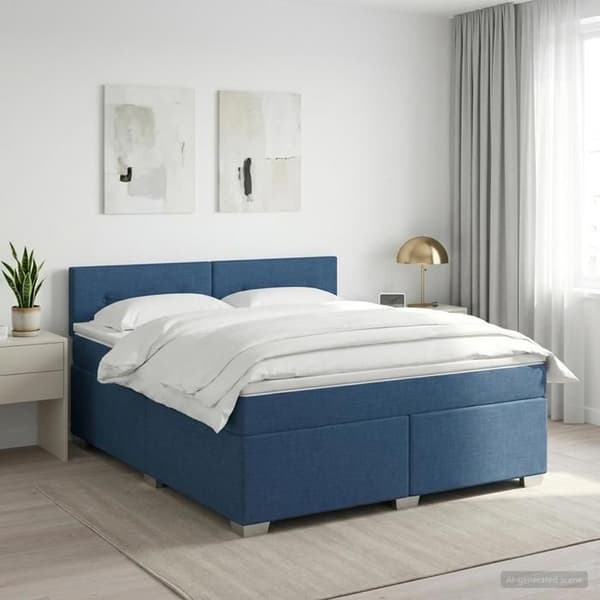 Maison Exclusive - Boxspring-sänky sinisellä patjalla 140 x 200 cm Kangas Blå