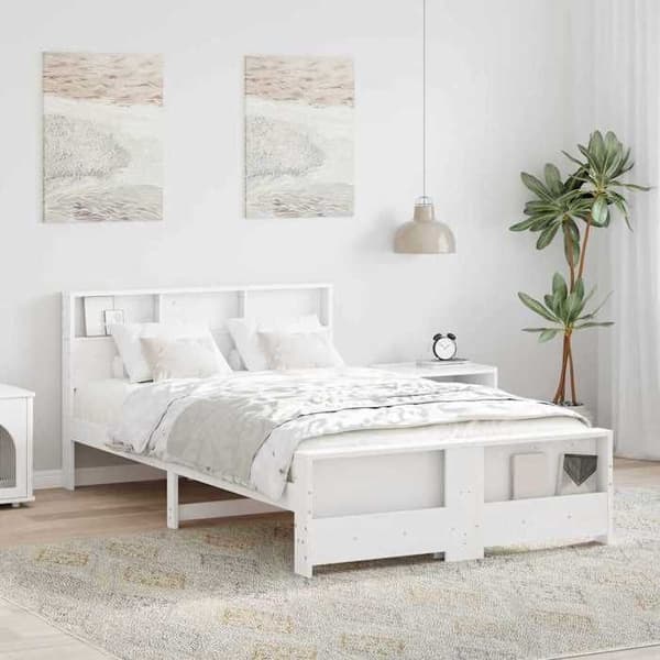 Sengestel - EKSKLUSIV HUS - Platform - Massiv fyr - Hvid - 120 x 200 cm Vit
