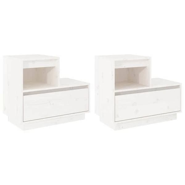 Maison Exclusive - Natborde 2 stk Hvid 60x34x51 cm Solid fyrretræ Vit