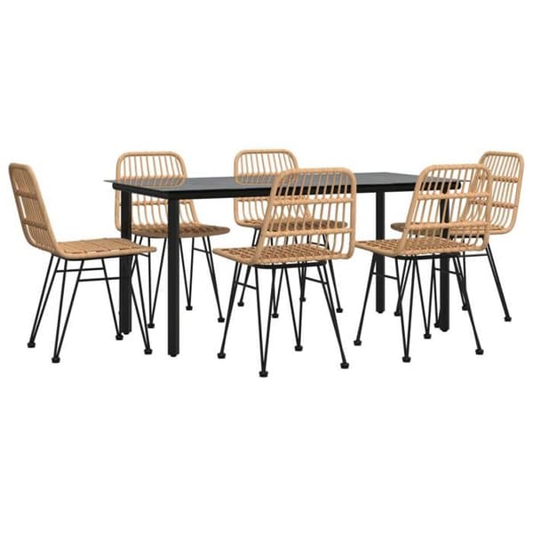 Maison Exclusive - Trädgårdsset 7 delar i flätad resin