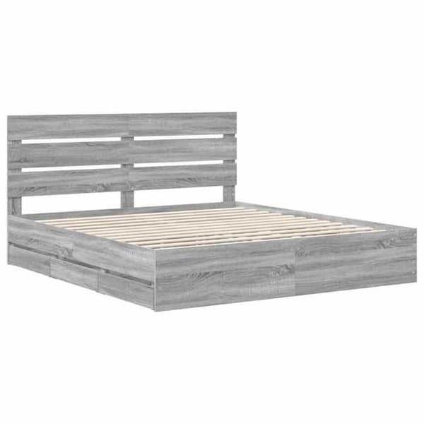 Maison Exclusive - Sängram Grå Sonoma 200 x 200 cm Ingenjörsträ Gris Sonoma
