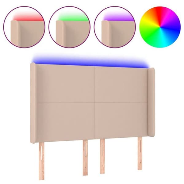 Maison Exclusive - LED Hovedgærde Cappuccino 147x16x118/128 cm Simil læder