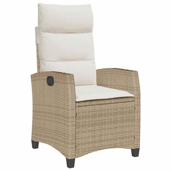 Maison Exclusive - Justerbar havestol og beige polyrotin sidebord