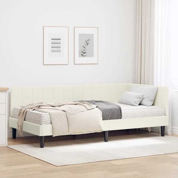 Maison Exclusive - Hörnsängram med madrass 2 st Kräm 90 x 190 cm Kräm (sammet)