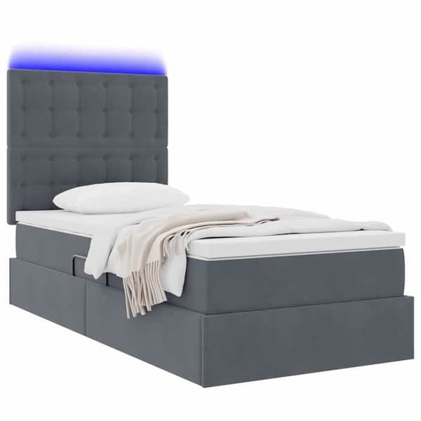 Maison Exclusive - LED förvaringssäng med mörkgrå madrass 90 x 190 cm Mörkgrå