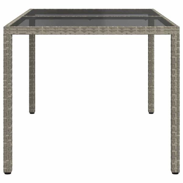 Maison Exclusive - Puutarhapöytä 150x90x75 cm Karkaistu lasi ja polyrottinki Harmaa