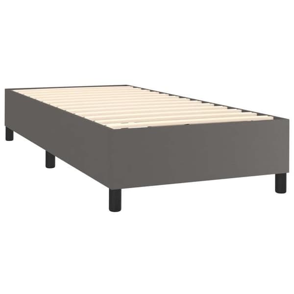 Maison Exclusive - Sengebund med grå lameller 80x200 cm i kunstlæder