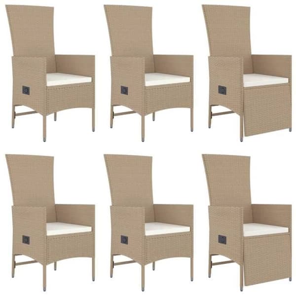 Trädgårdsmöbler - EXKLUSIVT HUS - 7-delat set - Flätad resin (polyrotin) - Kuddar ingår - Stålstruktur beige