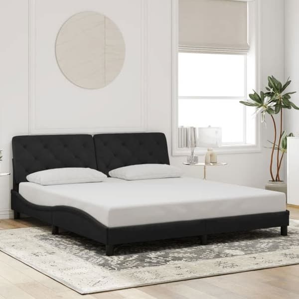 Maison Exclusive - Sengestel med LED uden madras sort 180x200 cm fløjl