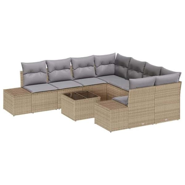 Maison Exclusive - 9-delt have-sofa sæt i beige og grå polyrotin