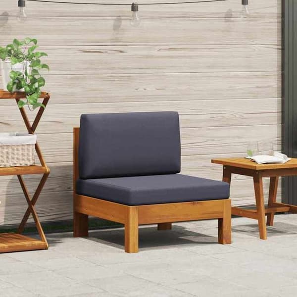Maison Exclusive - Central sofa med mørkegrå puder i solid akacietræ