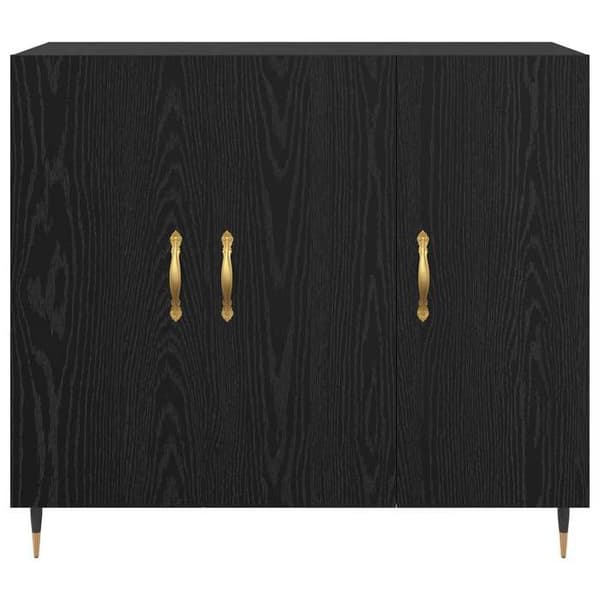 Maison Exclusive - Buffet Sort egetræ 90 x 34 x 80 cm Ingeniørtræ svart ek