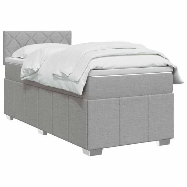 Maison Exclusive - Boxspring seng med madras Lys grå 90 x 200 cm Stof Ljusgrått