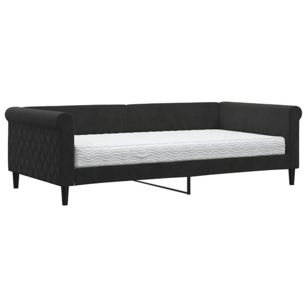 Maison Exclusive - Päivävuode mustalla patjalla 100x200 cm sametti Svart