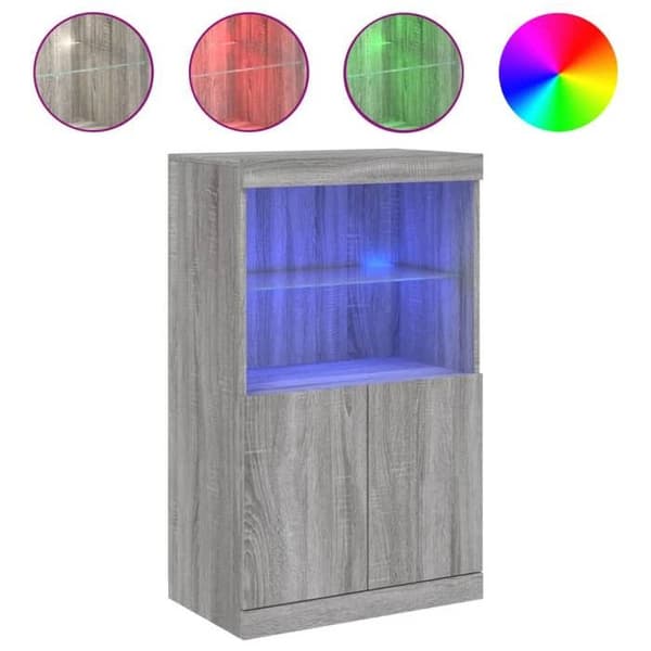 Maison Exclusive - Buffet med LED-lys sonoma grå 60,5x37x100 cm