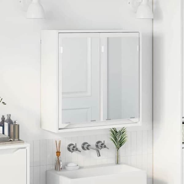 Spejlskab - EKSKLUSIV HUS - 60x20x60 cm - Hvid højglans - Spånplader - At hænge op Vit
