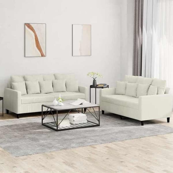 Maison Exclusive - Sæt af 2 sofaer med puder i cremevelour