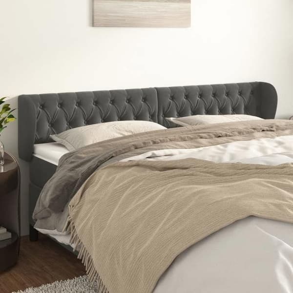 Maison Exclusive - Päätylevy korvilla Tummanharmaa 183x23x78/88 cm Sametti mörkgrå