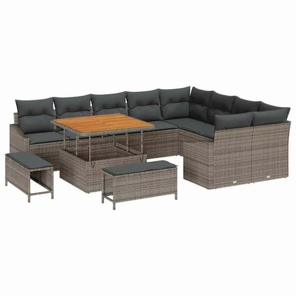 Maison Exclusive - 12-delars trädgårdsoff-set 7-sits Grå Grå