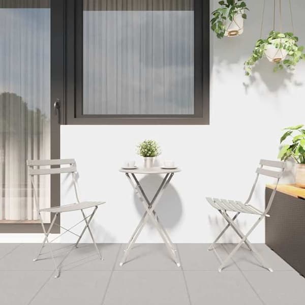 Maison Exclusive - Fällbar trädgårdsstol 2 st Beige Metall