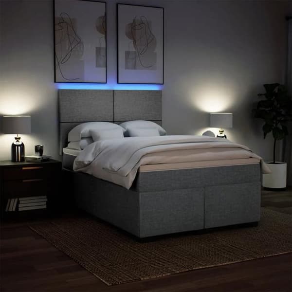 Maison Exclusive - Sengebund med lameller og madras Lys grå 140x190cm Stof