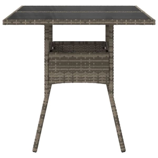 Maison Exclusive - Trädgårdsbord med grått glas ovan 80x80x75 cm flätad resin Grå