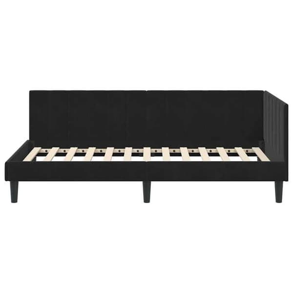 Maison Exclusive - Musta kulmasänky 90 cm x 190 cm Sametti
