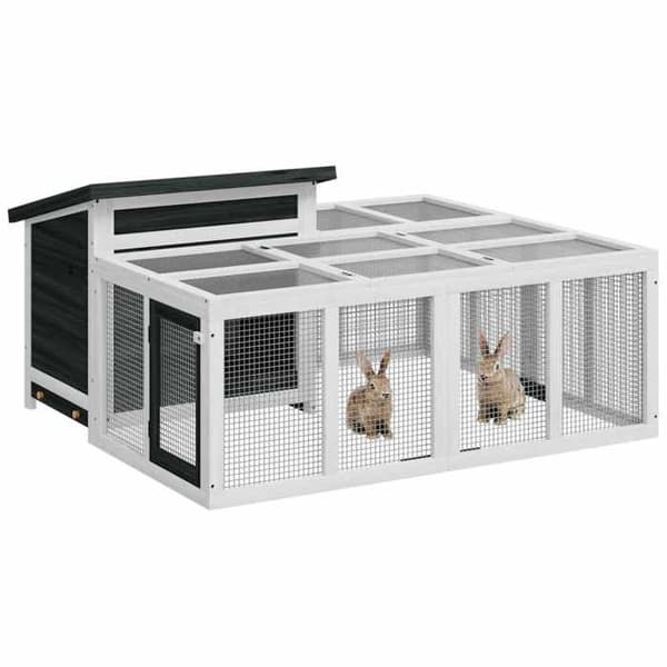 Maison Exclusive - Harmaa Clapier 144x123x67,5 cm massiivipuusta grå
