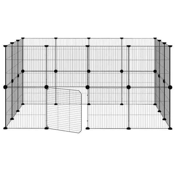 Maison Exclusive - Kæledyrbur med 28 paneler og dør Sort 140x105x70 cm