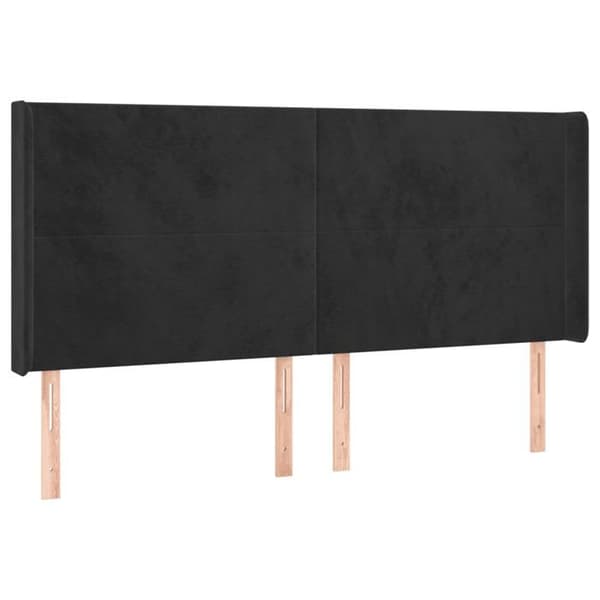 Maison Exclusive - LED Hovedgærde Sort 203x16x118/128 cm Velour Svart