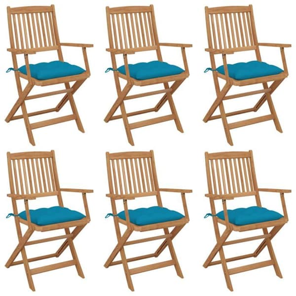 Maison Exclusive - Fällbara trädgårdsstolar set om 6 med kuddar Akaciaträ
