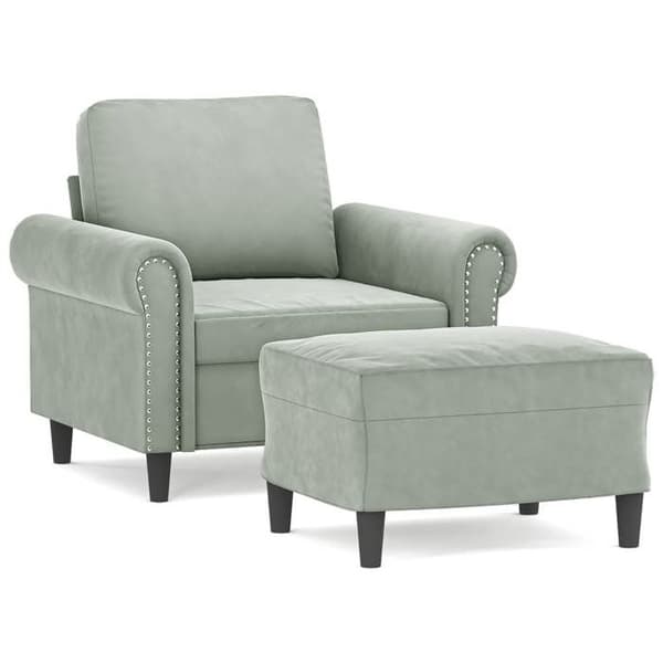Maison Exclusive - Tuoli jalkatuella Vaaleanharmaa 60 cm Sametti Ljusgrått