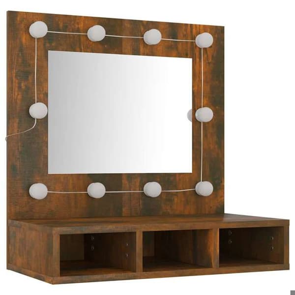 Maison Exclusive - Spejlskab med LED Røget eg 60x31,5x62 cm