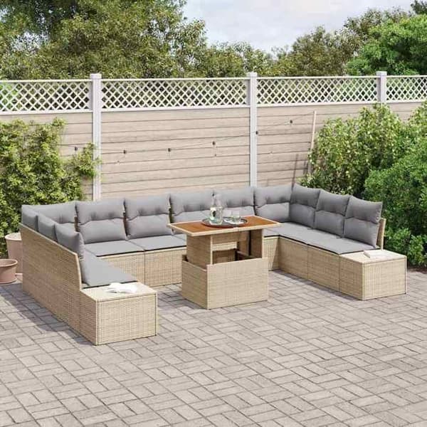 Maison Exclusive - 11 osan beige ja harmaa puutarhakalustesarja