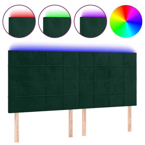 Maison Exclusive - LED-päätylevy tummanvihreä 160x5x118/128 cm sametti Mörkgrön