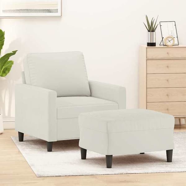 Maison Exclusive - Tuoli jalkatuella, Kermansävy, 60 cm Sametti