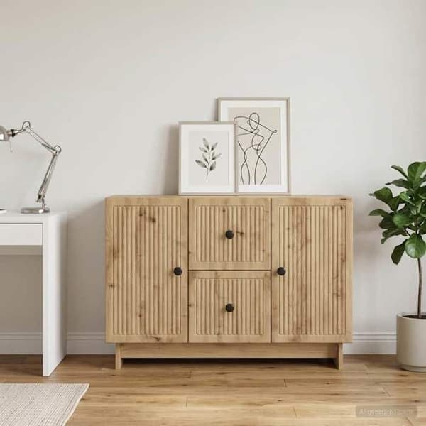 Maison Exclusive - Buffet i håndlavet egetræ 89 x 34,5 x 60 cm Ingeniørtræ